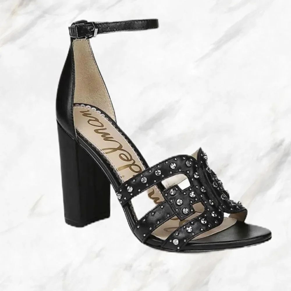 Sam Edelman Black Studded Yasha Block Heel